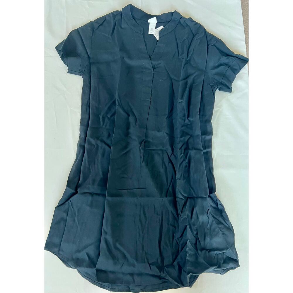 NWT H&M Black V Neck Flowy Dress In Size4